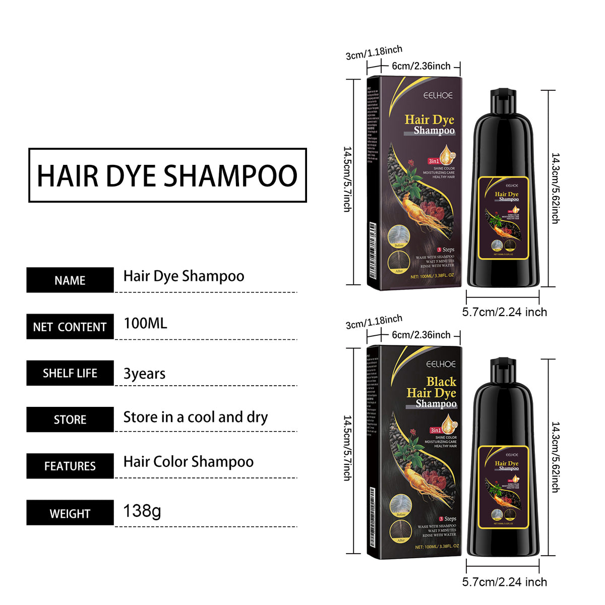 Black Hair Dye Shampoo-100ml