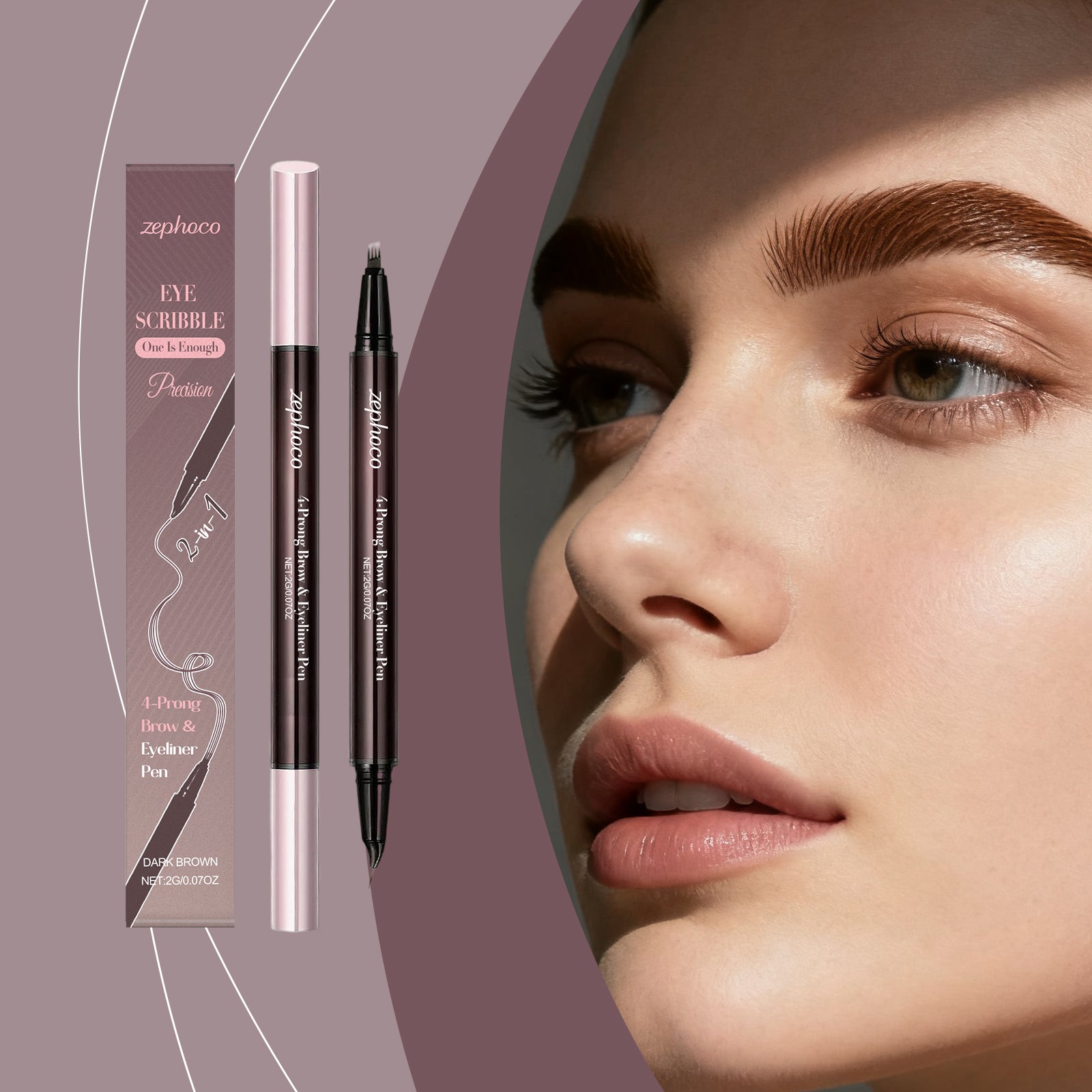 2-in-1 Liquid Eyebrow Pen (Dark Brown)