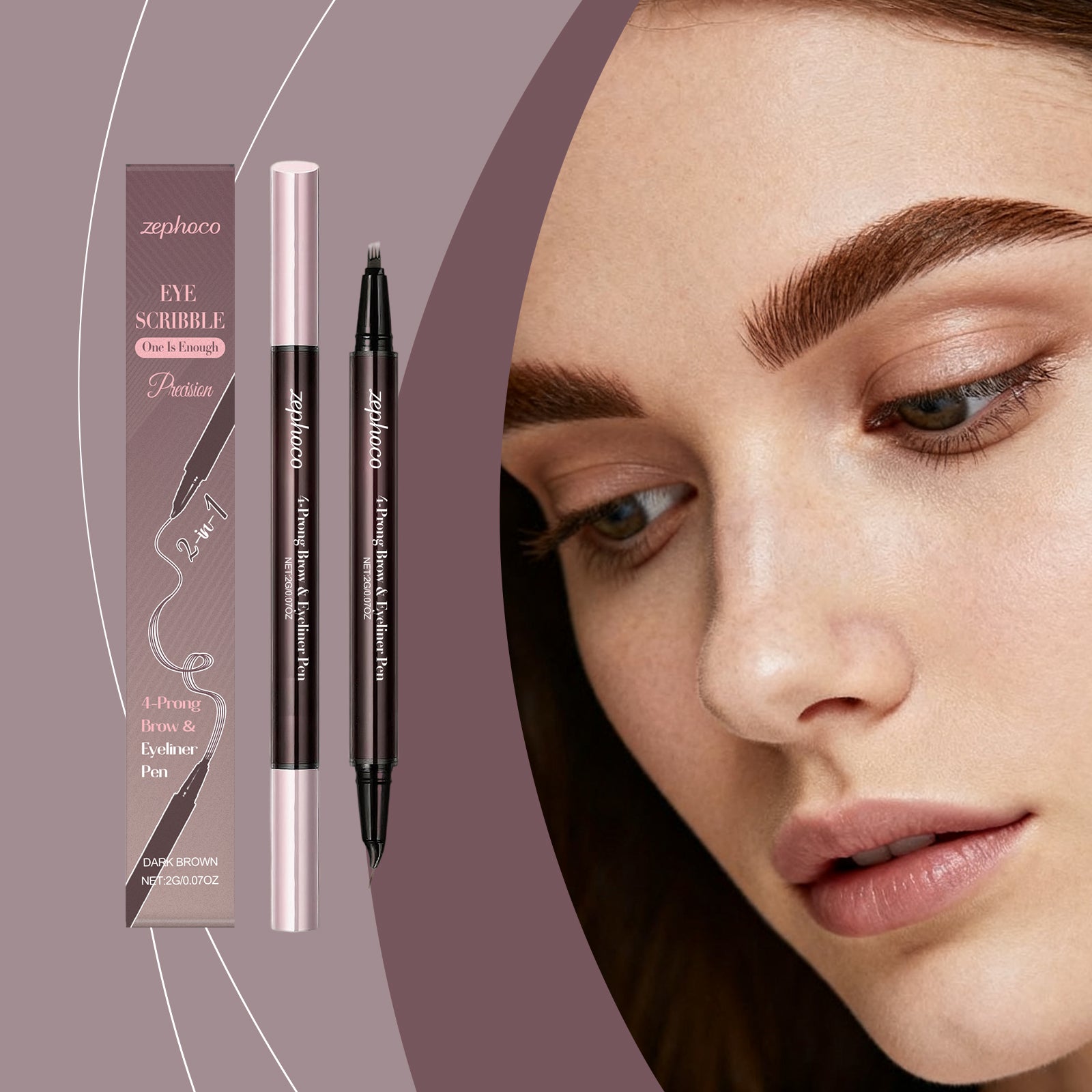 2-in-1 Liquid Eyebrow Pen (Dark Brown)