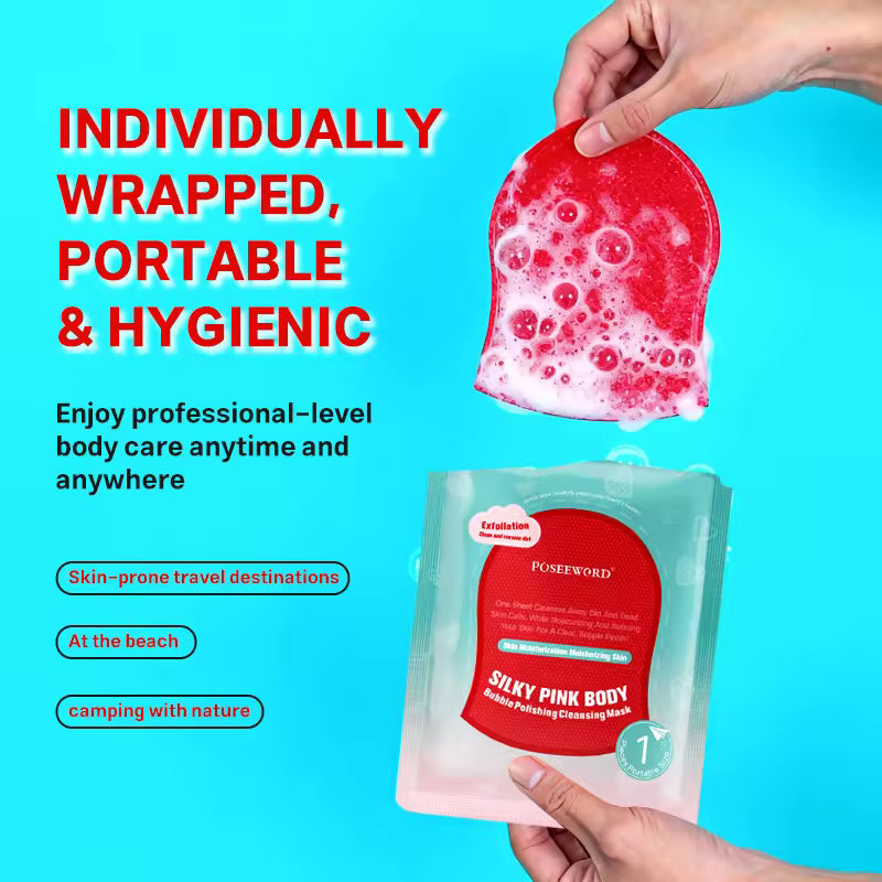 POSEEWORD Silky Pink Body Bubble Polishing Cleansing Mask 34ml*5pcs per box