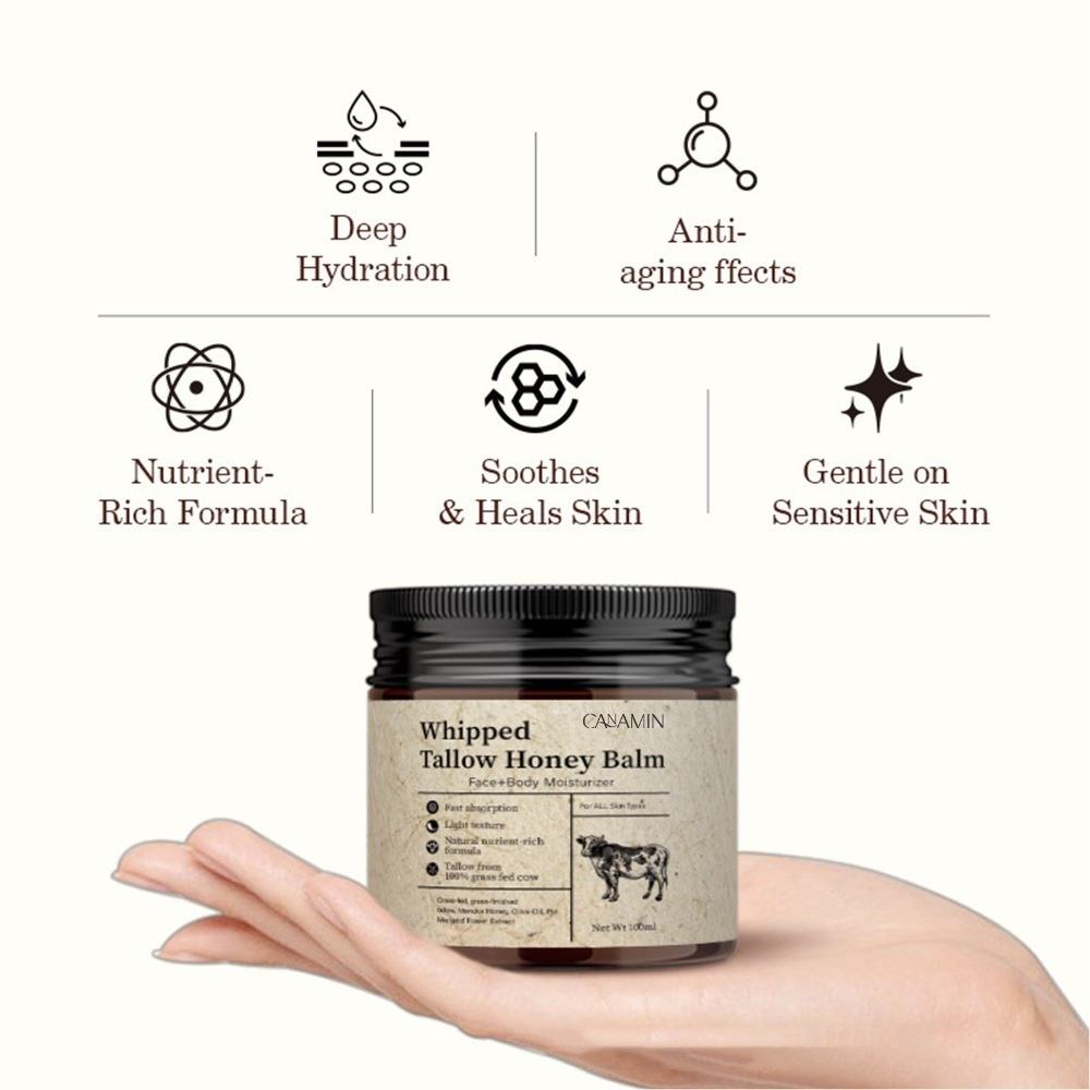 CANAMIN Beef Tallow, Beeswax & Honey, Face & Body Moisturizer