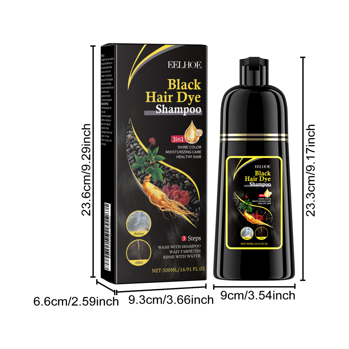 Black Hair Dye Shampoo-500ml